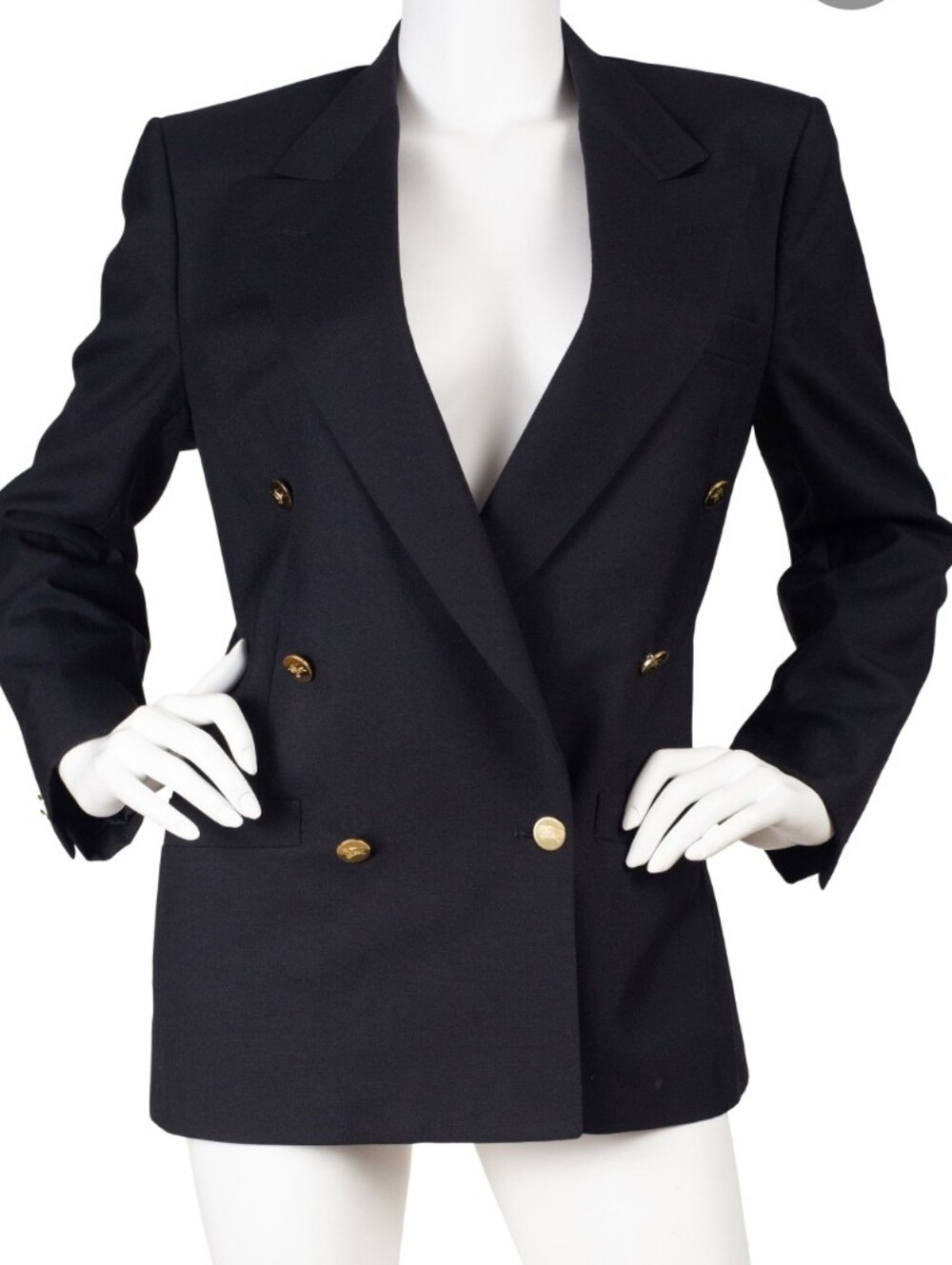 Classic Black Double-Breasted oversized vintage Burberry Blazer